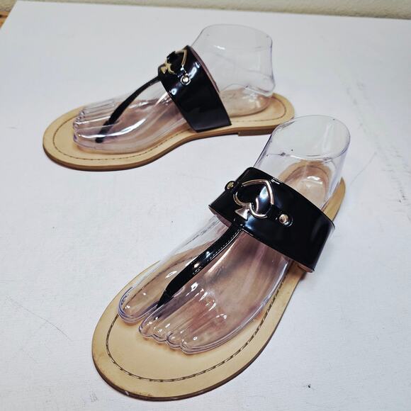 Kate Spade‎ Sz10 Patent Leather Flip-flops CassiaSandleSlippers Summer Designer - Picture 1 of 16